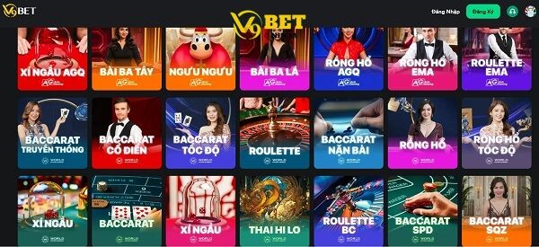 Những tựa game hấp dẫn nhất của sảnh Casino tại V9bet