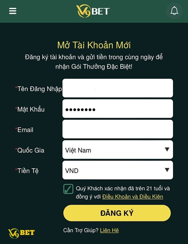 Đăng ký tài khoản V9bet thực hiện với các bước như thế nào?