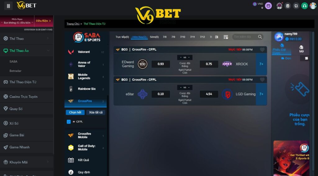 Hướng dẫn cách chơi Esport online tại nhà cái V9Bet 